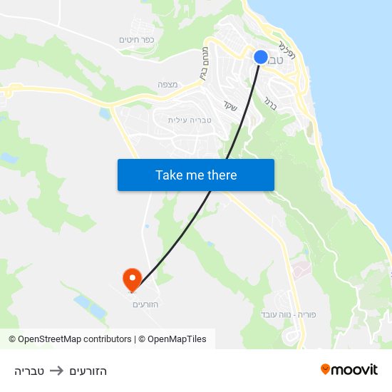 טבריה to הזורעים map