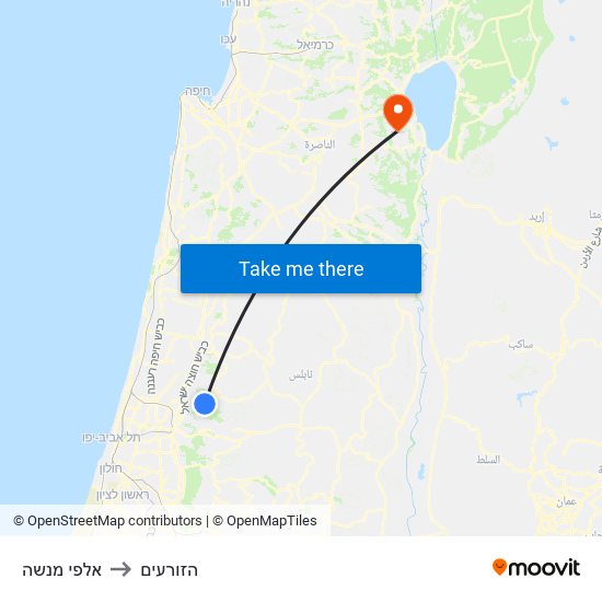 אלפי מנשה to הזורעים map