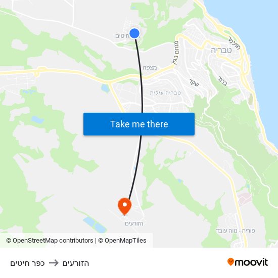 כפר חיטים to הזורעים map