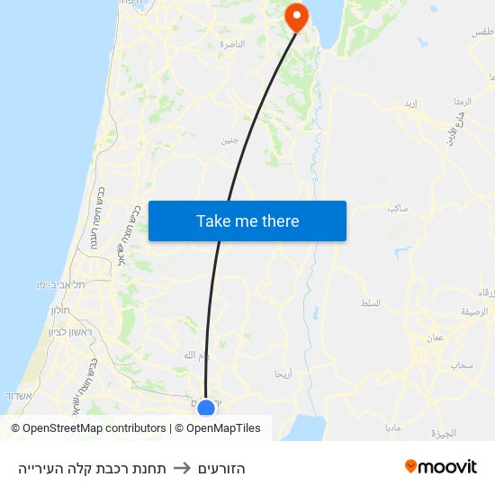 תחנת רכבת קלה העירייה to הזורעים map