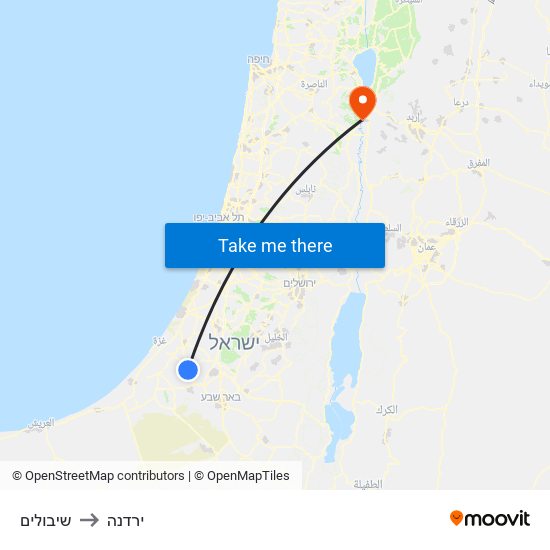 שיבולים to ירדנה map