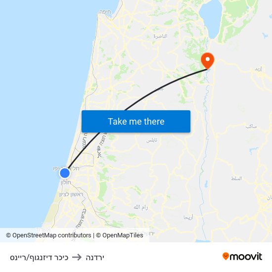 כיכר דיזנגוף/ריינס to ירדנה map