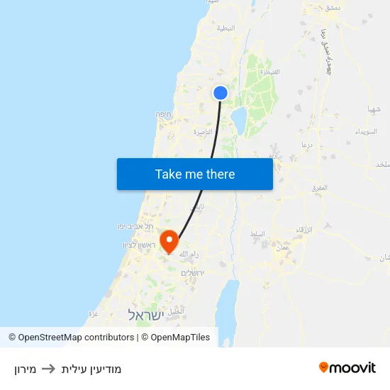 מירון to מודיעין עילית map