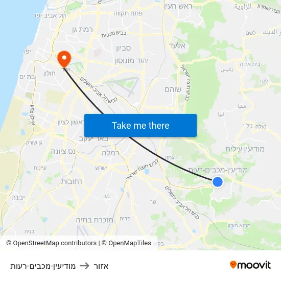 מודיעין-מכבים-רעות to אזור map