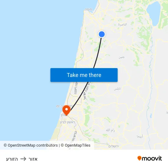 הזורע to אזור map