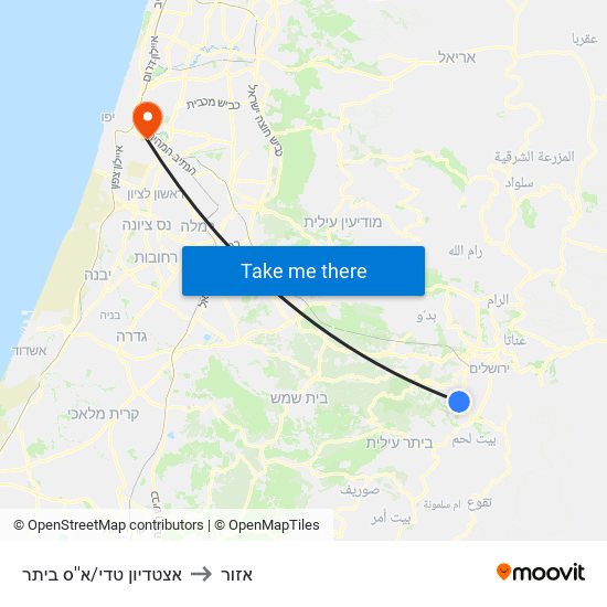 אצטדיון טדי/א''ס ביתר to אזור map