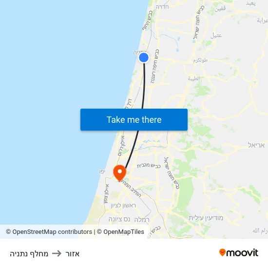 מחלף נתניה to אזור map