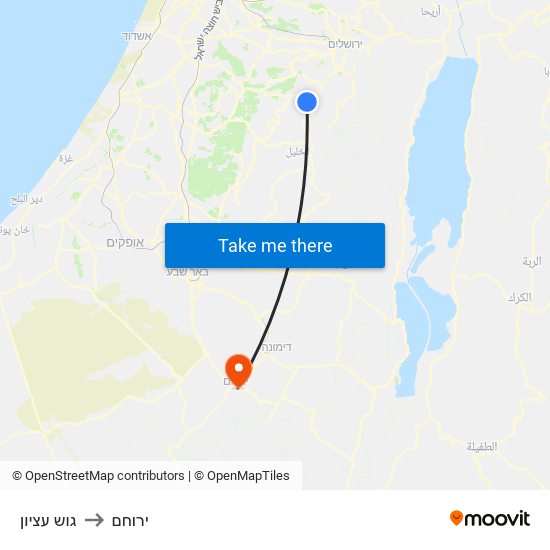 גוש עציון to ירוחם map