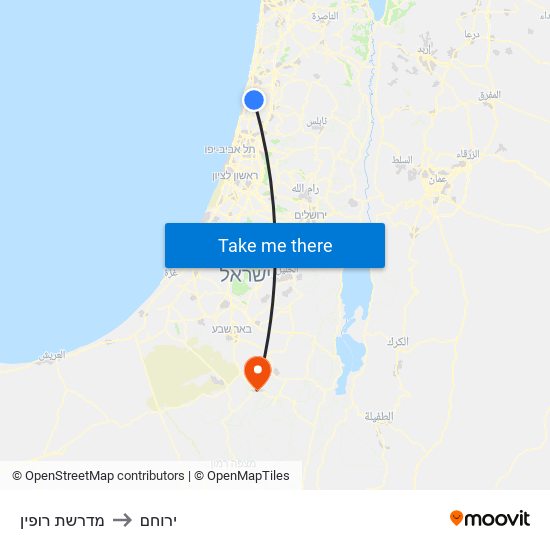 מדרשת רופין to ירוחם map