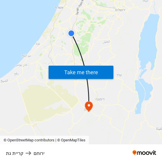 קריית גת to ירוחם map