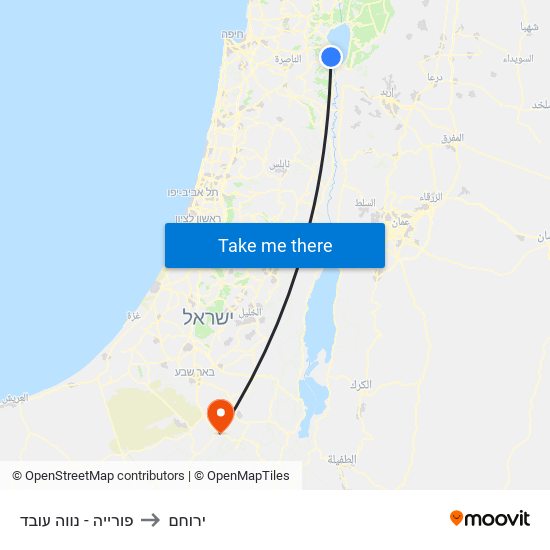 פורייה - נווה עובד to ירוחם map