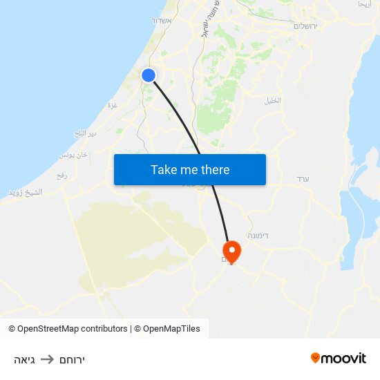 גיאה to ירוחם map