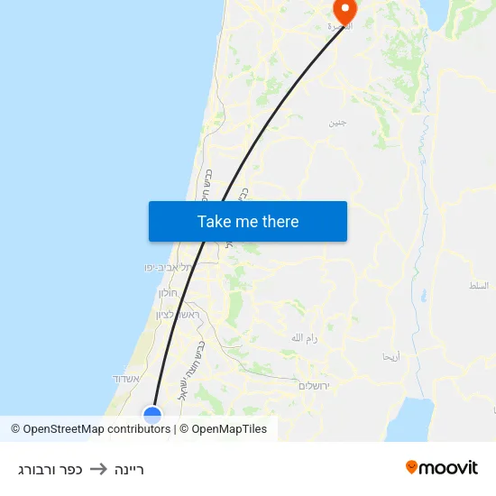כפר ורבורג to ריינה map
