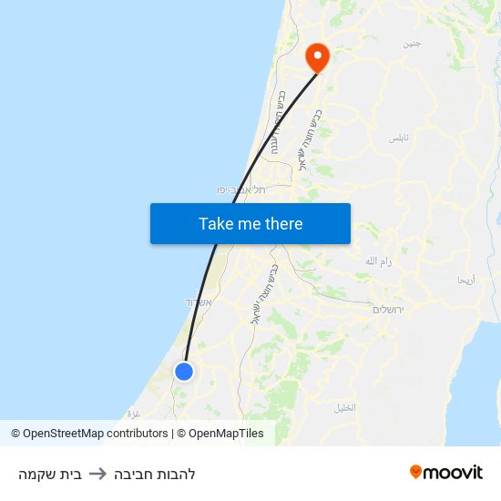 בית שקמה to להבות חביבה map