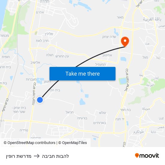 מדרשת רופין to להבות חביבה map