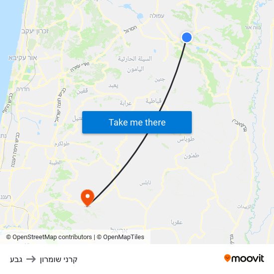 גבע to קרני שומרון map