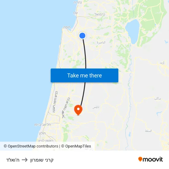 ח'ואלד to קרני שומרון map