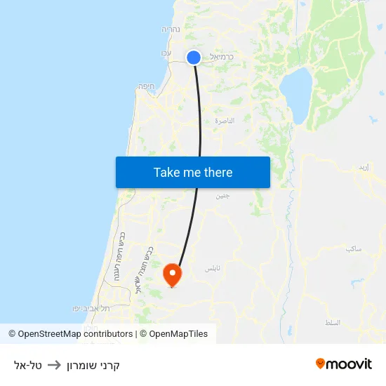 טל-אל to קרני שומרון map