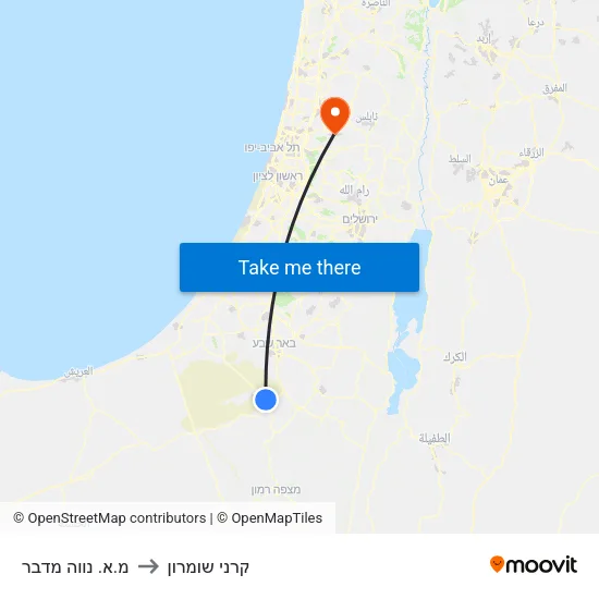מ.א. נווה מדבר to קרני שומרון map