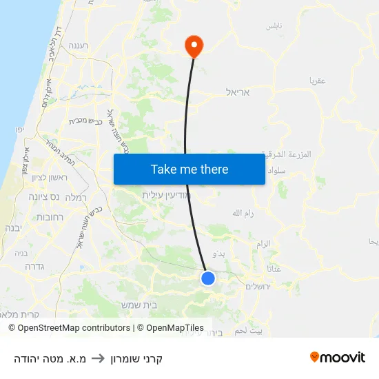 מ.א. מטה יהודה to קרני שומרון map