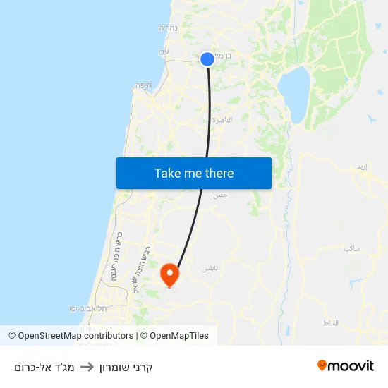 מג'ד אל-כרום to קרני שומרון map