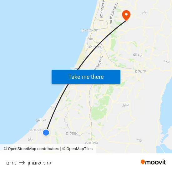 נירים to קרני שומרון map