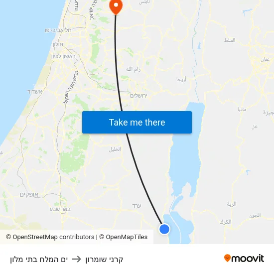 ים המלח בתי מלון to קרני שומרון map