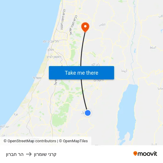 הר חברון to קרני שומרון map
