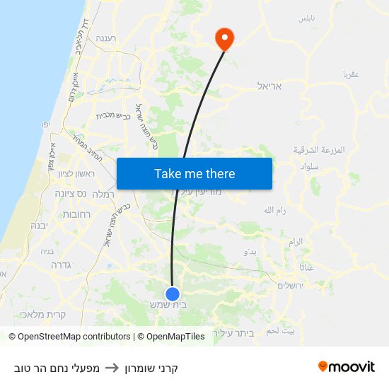 מפעלי נחם הר טוב to קרני שומרון map