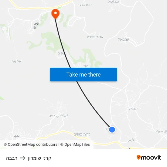 רבבה to קרני שומרון map