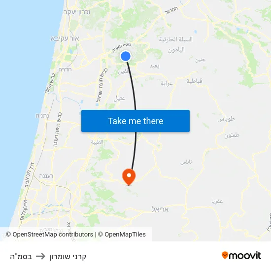 בסמ"ה to קרני שומרון map