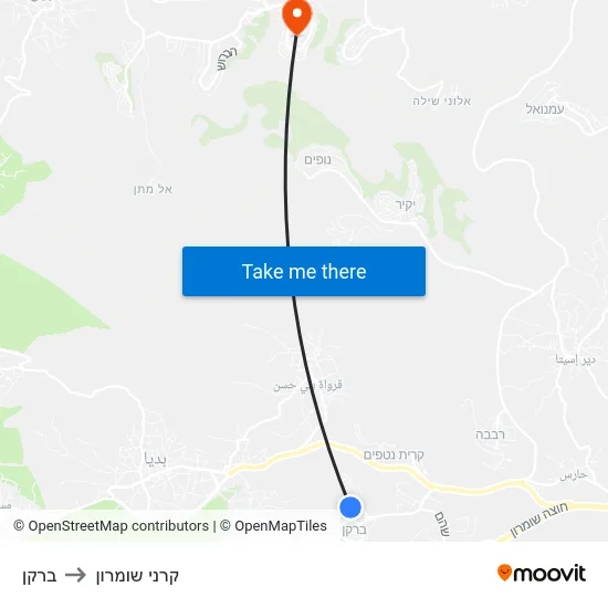 ברקן to קרני שומרון map