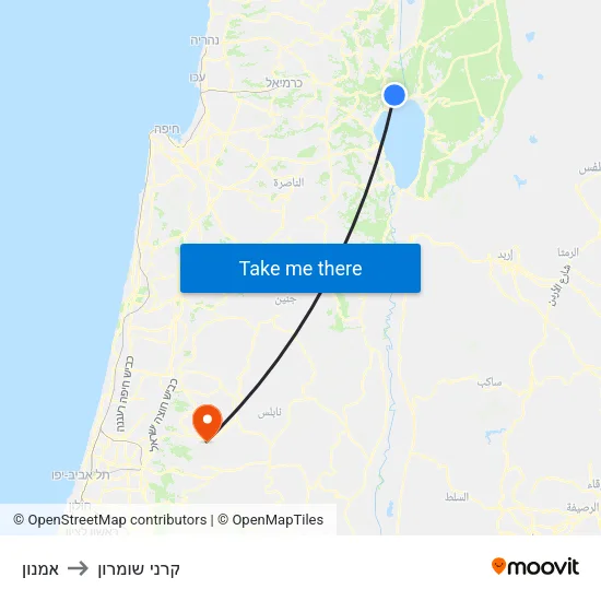 אמנון to קרני שומרון map