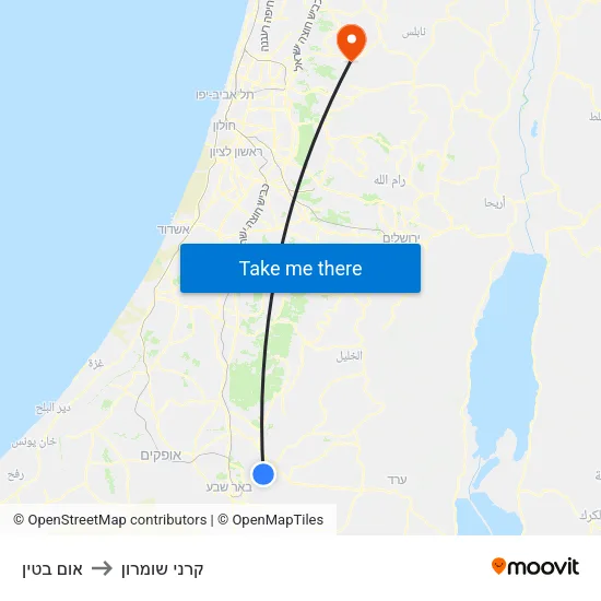 אום בטין to קרני שומרון map