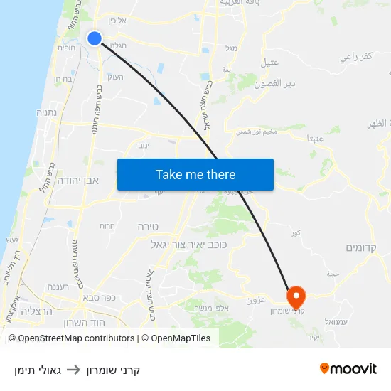 גאולי תימן to קרני שומרון map