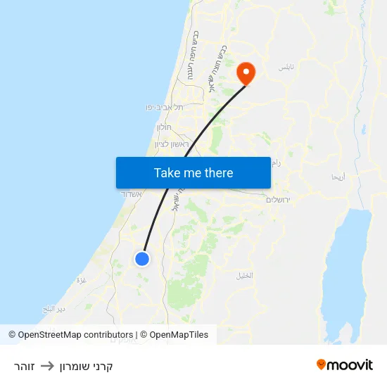 זוהר to קרני שומרון map