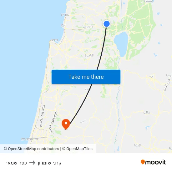 כפר שמאי to קרני שומרון map