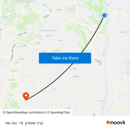 נווה אור to קרני שומרון map