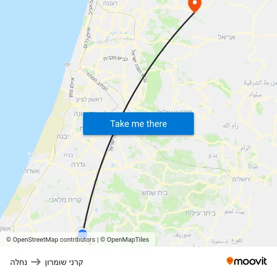 נחלה to קרני שומרון map
