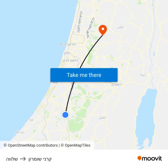 שלווה to קרני שומרון map