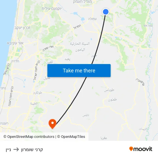 ניין to קרני שומרון map