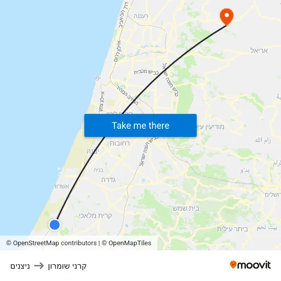 ניצנים to קרני שומרון map
