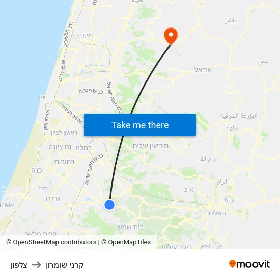 צלפון to קרני שומרון map