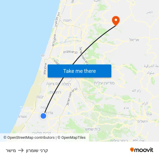 מישר to קרני שומרון map