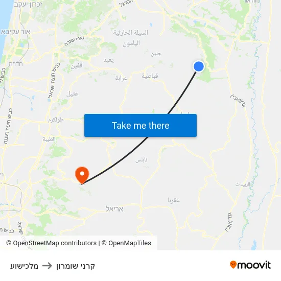 מלכישוע to קרני שומרון map