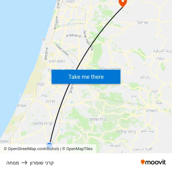 מנוחה to קרני שומרון map