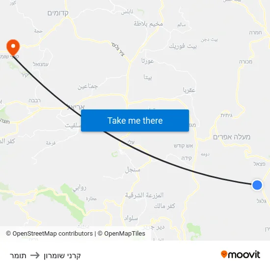 תומר to קרני שומרון map