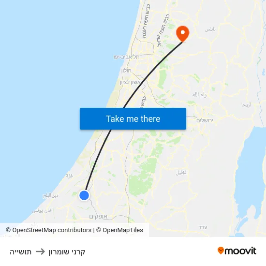 תושייה to קרני שומרון map