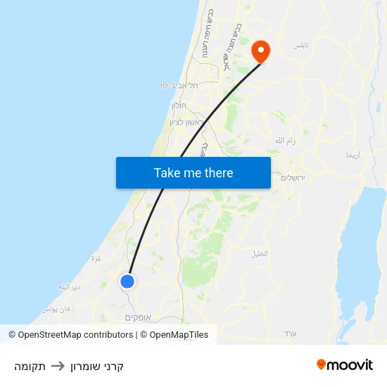 תקומה to קרני שומרון map