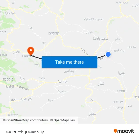 איתמר to קרני שומרון map